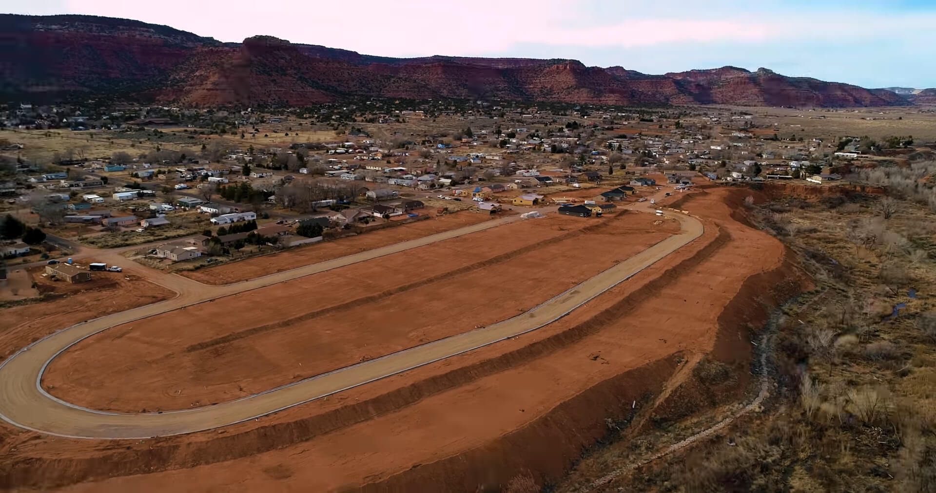 Aerial drone view of the town of Kanab in Utah